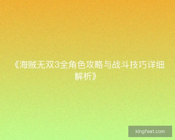 《海贼无双3全角色攻略与战斗技巧详细解析》