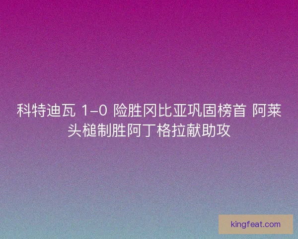 科特迪瓦 1-0 险胜冈比亚巩固榜首 阿莱头槌制胜阿丁格拉献助攻