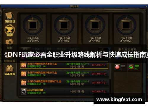 《DNF玩家必看全职业升级路线解析与快速成长指南》